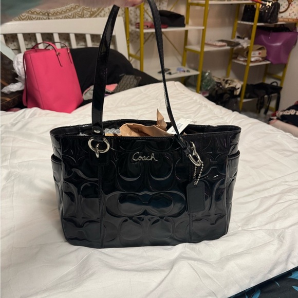 Coach Black Patent Leather Tote Bag - Picture 2 of 12